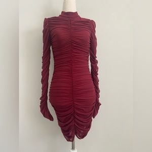 Fashion Nova Wine Ruched Mini Dress